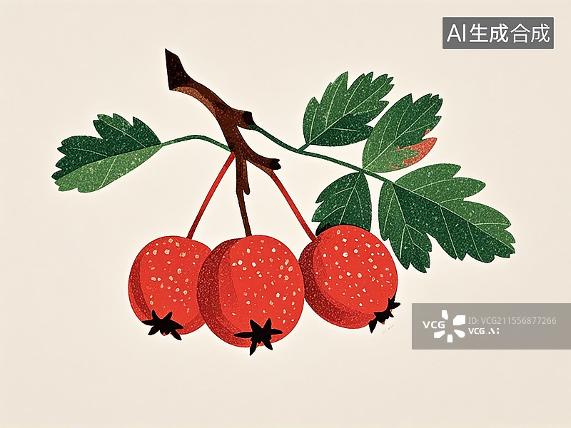【AI数字艺术】山楂植物手绘图片素材