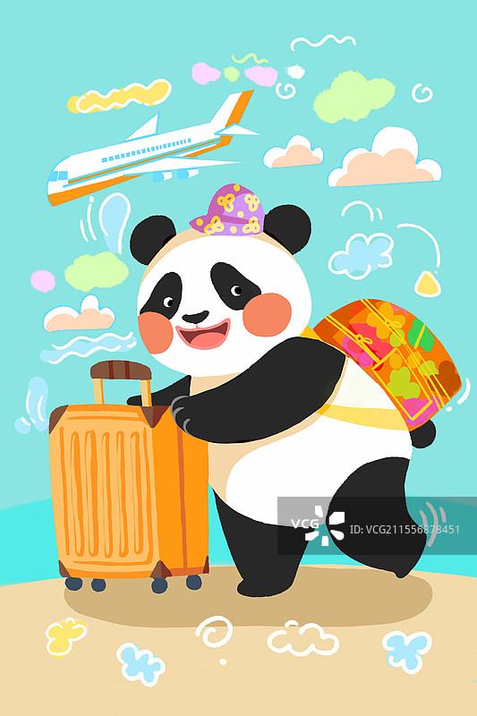 熊猫爱旅游 旅行家 环游记图片素材