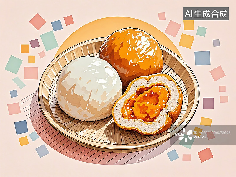 【AI数字艺术】传统美食台湾彰化肉圆（红薯粉裹肉馅，蒸炸双吃）图片素材
