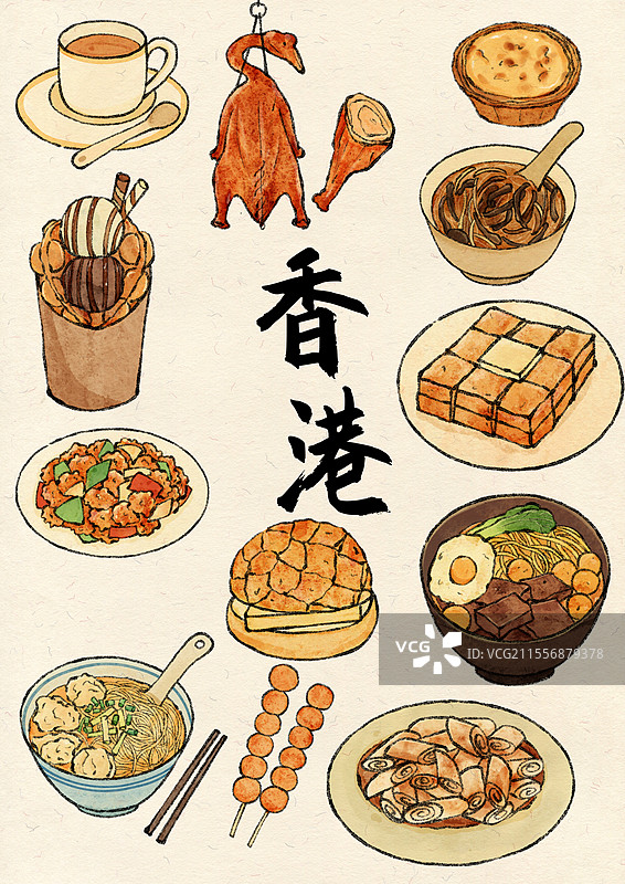 香港美食插画图片素材