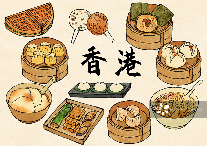 香港美食插画图片素材