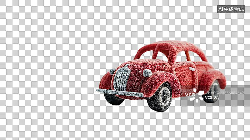 【AI数字艺术】毛绒绒的汽车  复古卡通汽车图片素材