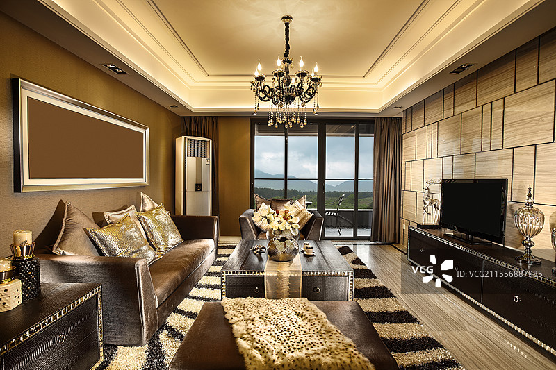 高档小区展示的样品房及小区内配套设备图片素材