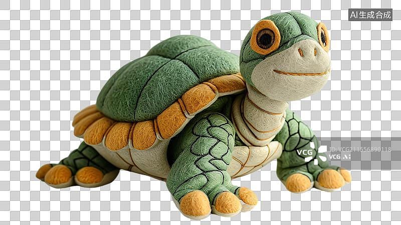 【AI数字艺术】可爱的毛毡小乌龟  绿色海龟图片素材