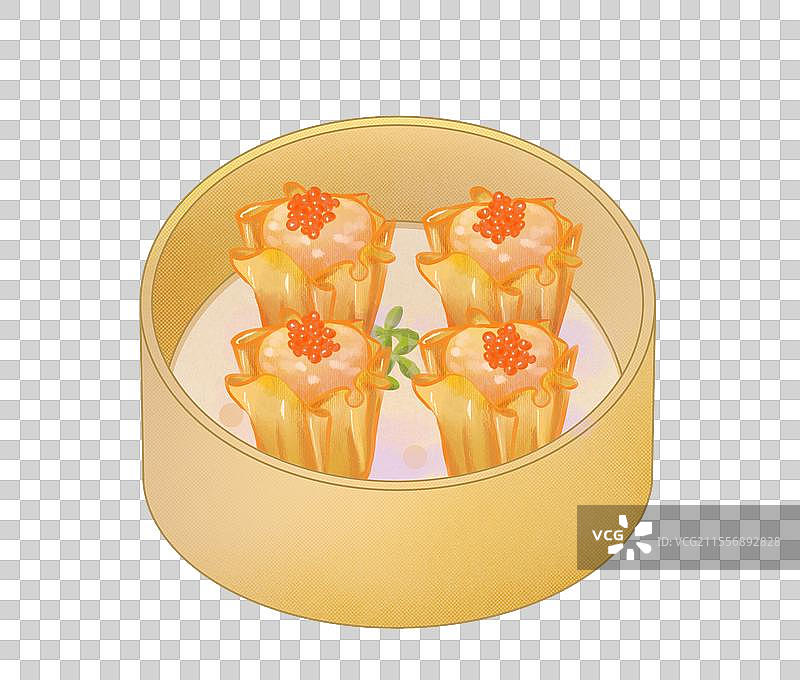蒸笼烧麦早茶早点点心美食插画图片素材