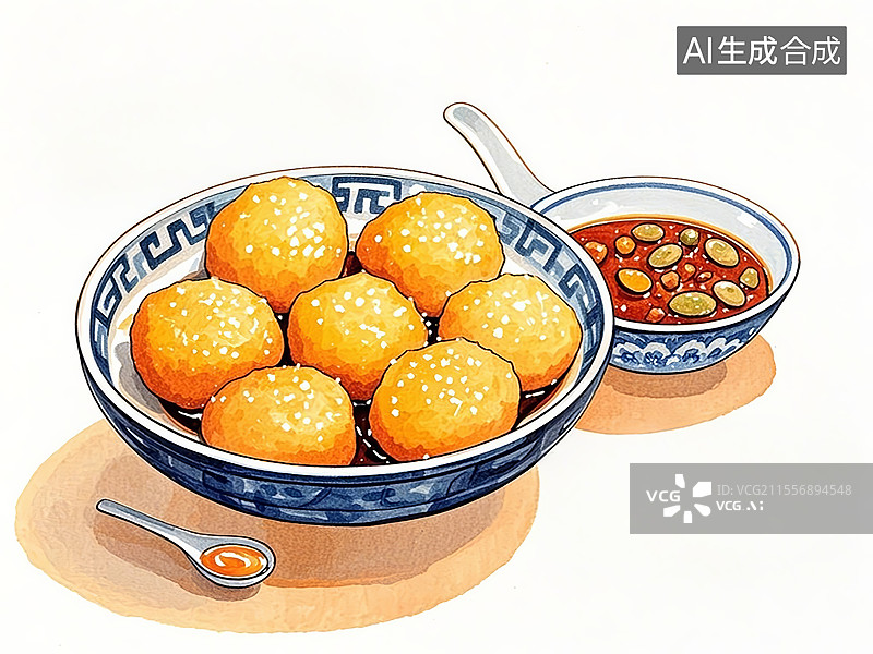 【AI数字艺术】传统美食羌族洋芋糍粑（高山土豆捶打成泥，配蜂蜜或辣汤）图片素材
