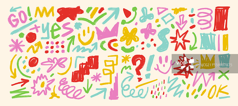 手绘有机风格的粗犷曲线形状图片素材