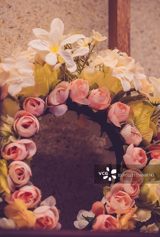 手工玫瑰花环头饰图片素材