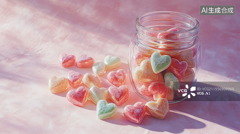 【AI数字艺术】彩色多色的爱心糖果图片素材
