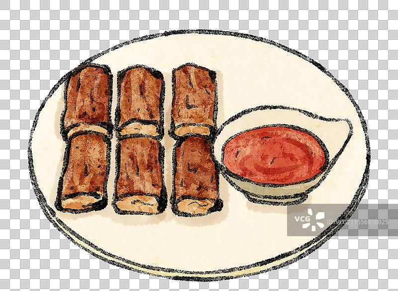 福建厦门美食国风插画-五香条图片素材