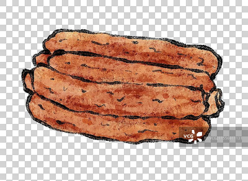 福建厦门美食国风插画-五香条图片素材