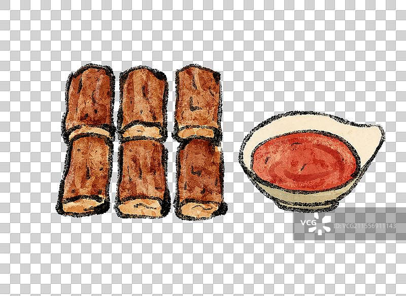 福建厦门美食国风插画-五香条图片素材