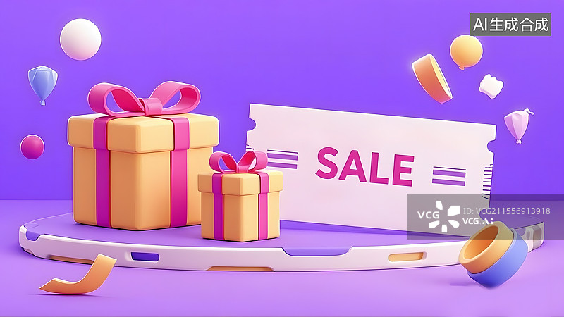 【AI数字艺术】3D礼品券促销横幅图片素材