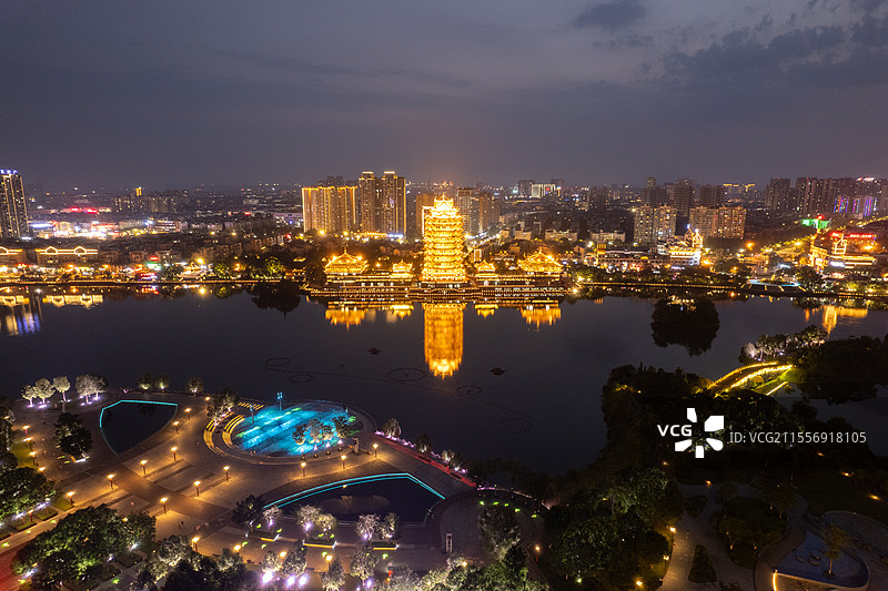 眉山市东坡区远景楼航拍视角图片素材