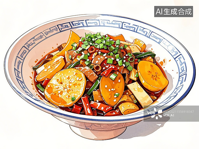 【AI数字艺术】传统美食辽宁抚顺麻辣拌（学生街创制，酸甜麻辣拌土豆片）图片素材