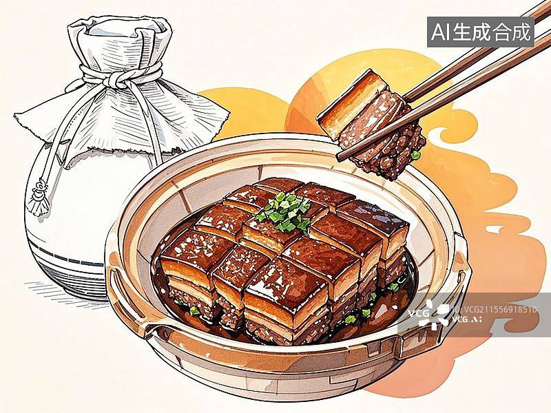 【AI数字艺术】传统美食金门高粱酒糟肉（酒糟腌猪肉，闽台风味）图片素材