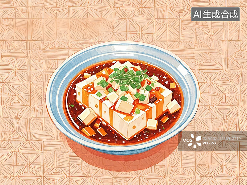 【AI数字艺术】传统美食陕西汉中菜豆腐（豆浆点酸浆水，配红油辣子）图片素材