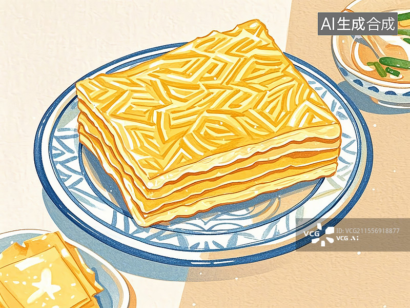 【AI数字艺术】传统美食青海门源奶皮（牦牛奶熬制金黄酥油皮）图片素材