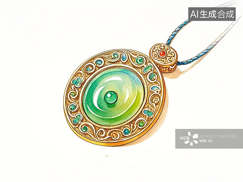 【AI数字艺术】手绘线稿风格玉佩图片素材