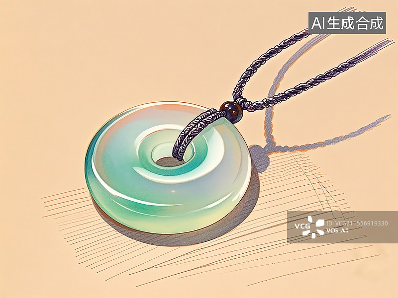 【AI数字艺术】手绘线稿风格玉佩图片素材