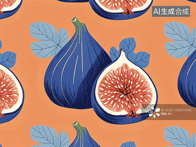 【AI数字艺术】无花果植物手绘图片素材
