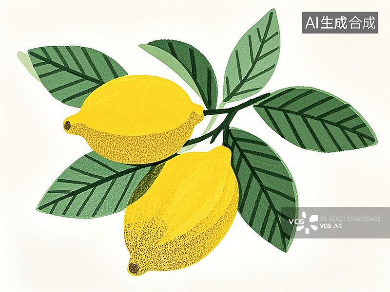 【AI数字艺术】柠檬植物手绘图片素材
