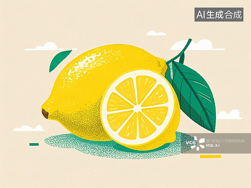 【AI数字艺术】柠檬植物手绘图片素材