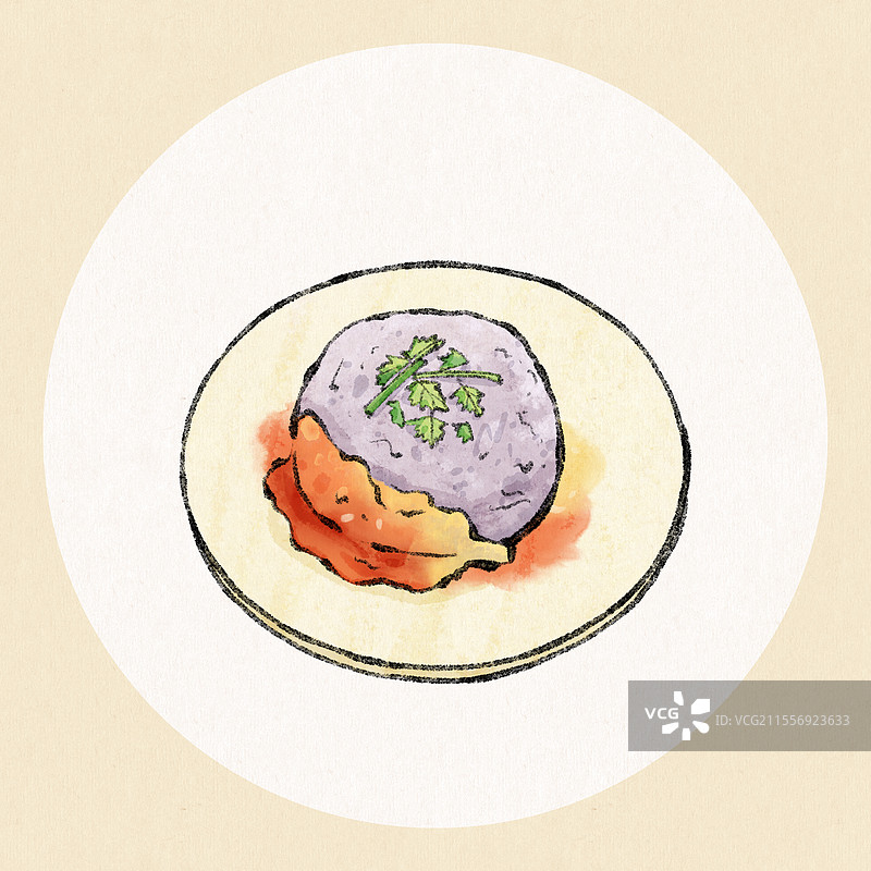 福建厦门美食国风插画-芋包图片素材