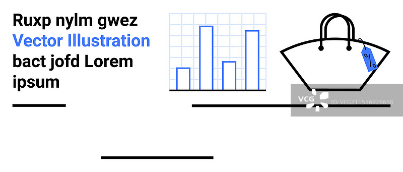 带有价格标签的手提袋旁边有简单的条形图图片素材