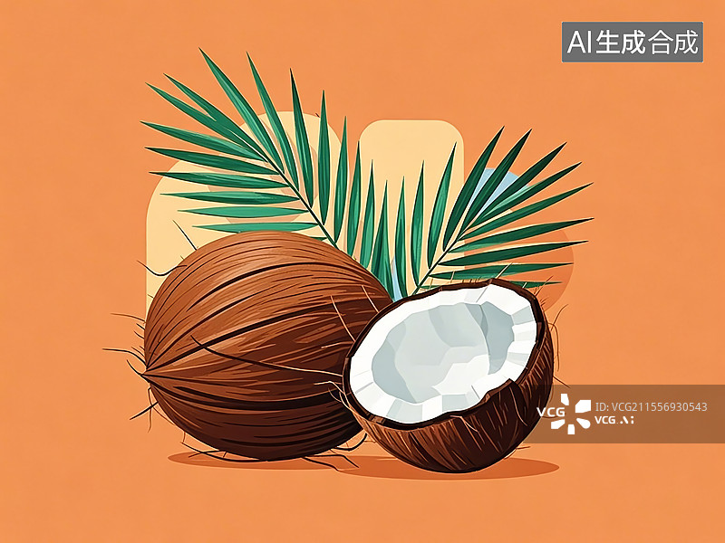 【AI数字艺术】椰子植物手绘图片素材