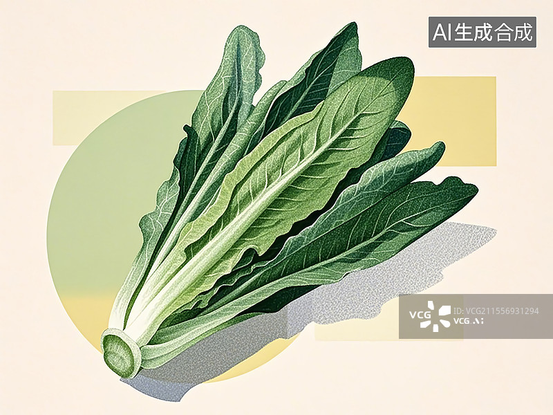 【AI数字艺术】油麦菜植物手绘图片素材