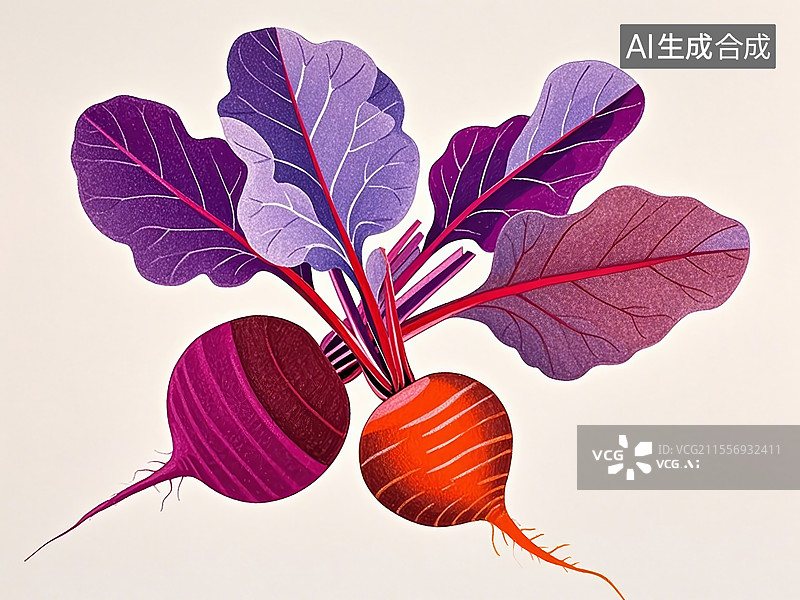 【AI数字艺术】甜菜根植物手绘图片素材