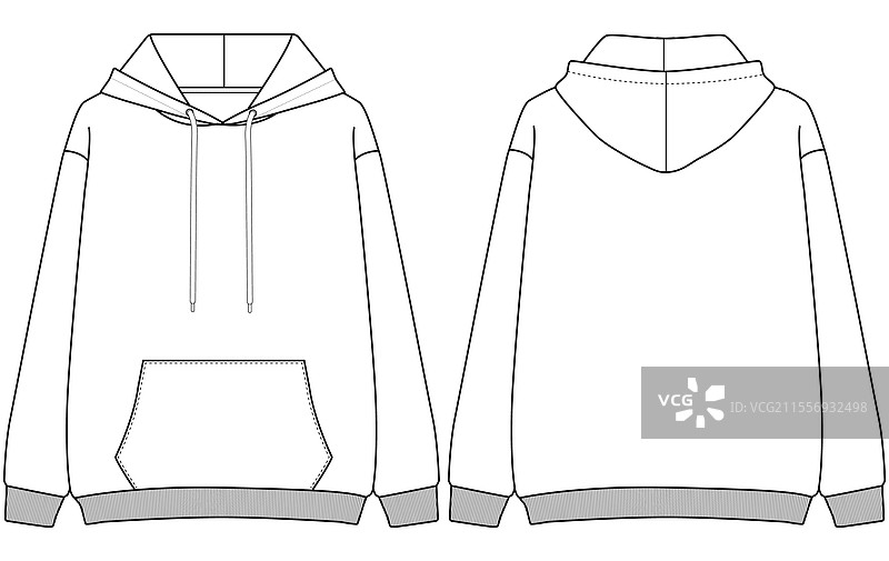 女性连帽衫的正面和背面设计图片素材
