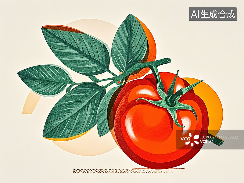 【AI数字艺术】番茄植物手绘图片素材
