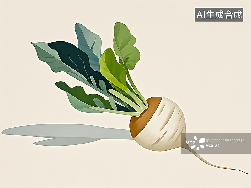 【AI数字艺术】白萝卜植物手绘图片素材