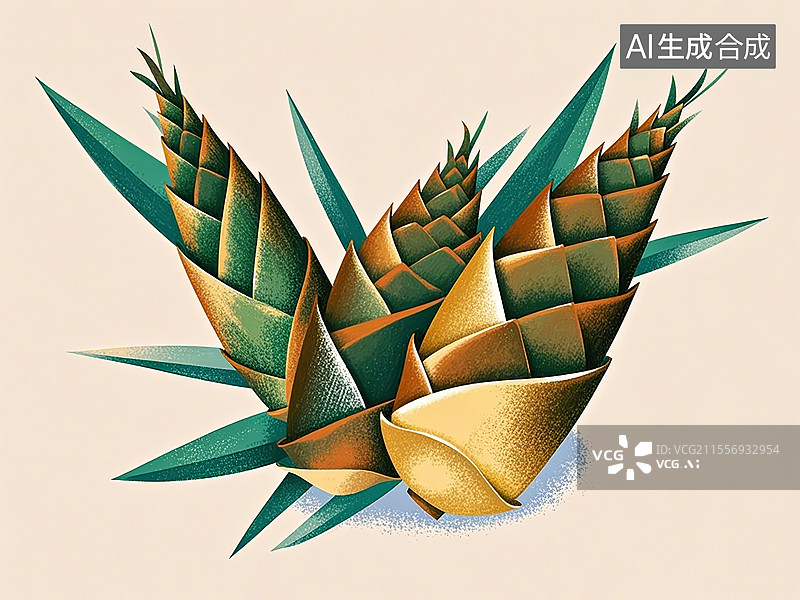 【AI数字艺术】竹笋植物手绘图片素材