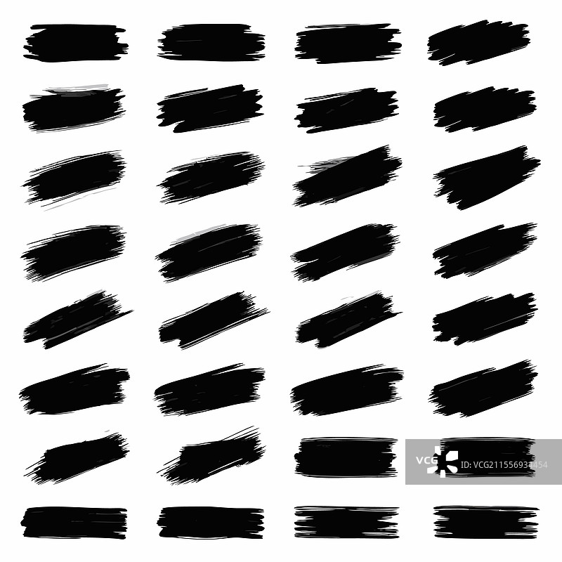 一组黑色画笔笔触用于设计图片素材