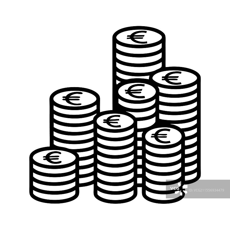 欧元硬币堆叠与财务增长图片素材