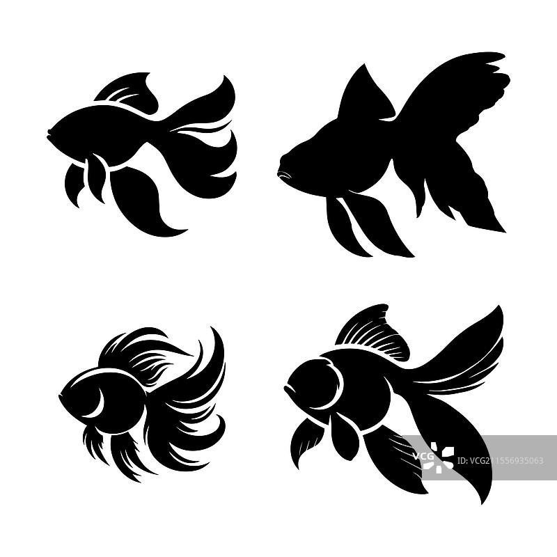 金鱼剪影套装图片素材