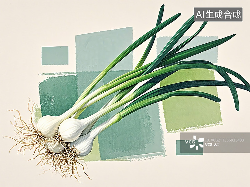 【AI数字艺术】藠头植物手绘图片素材