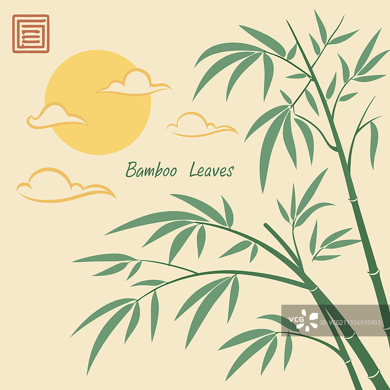 精致的竹叶剪影映衬着一个图片素材