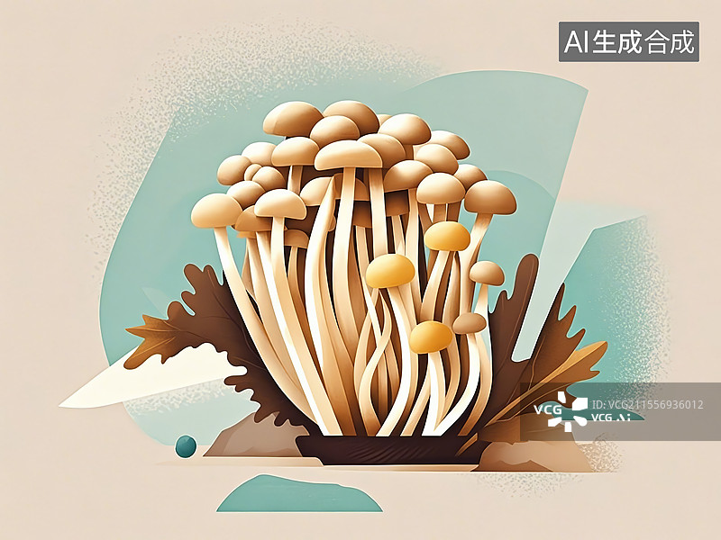 【AI数字艺术】金针菇植物手绘图片素材