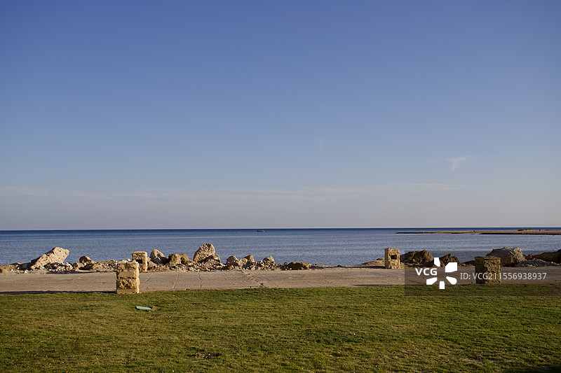 埃及赫尔格达 索马湾 红海海岸线 浪漫海边度假区 度假栈桥 宁静氛围 广角壁纸图片素材