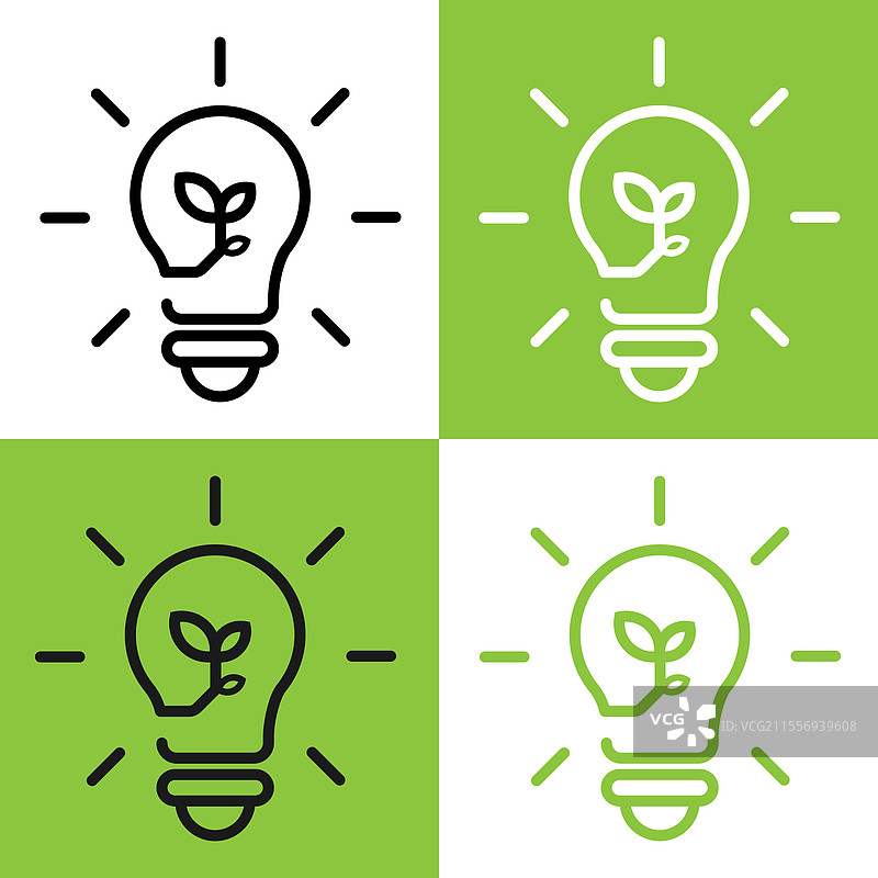 环保理念，灯泡与叶子结合图片素材