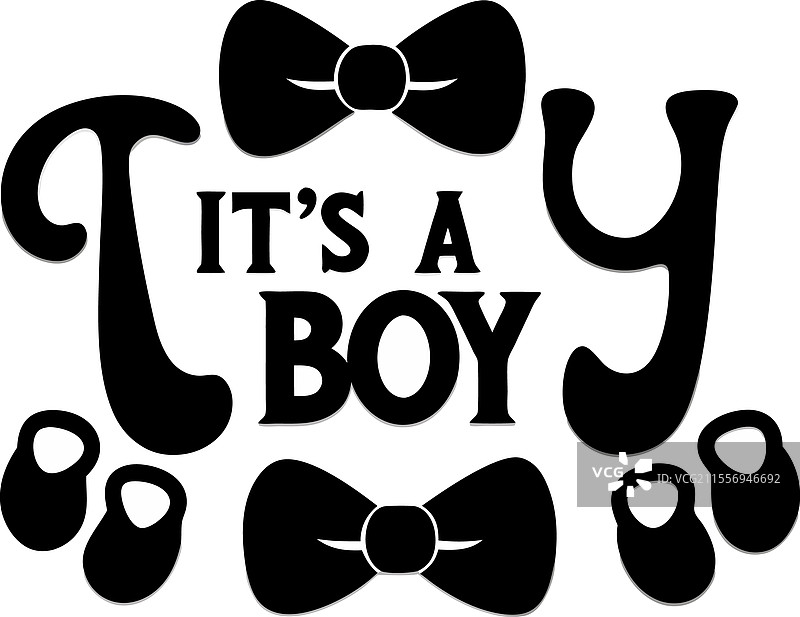 这是一个男孩的SVG婴儿洗礼公告，配有可爱的蝴蝶结。图片素材