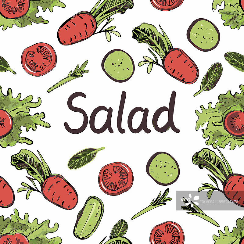 新鲜沙拉食材图案健康食品图片素材