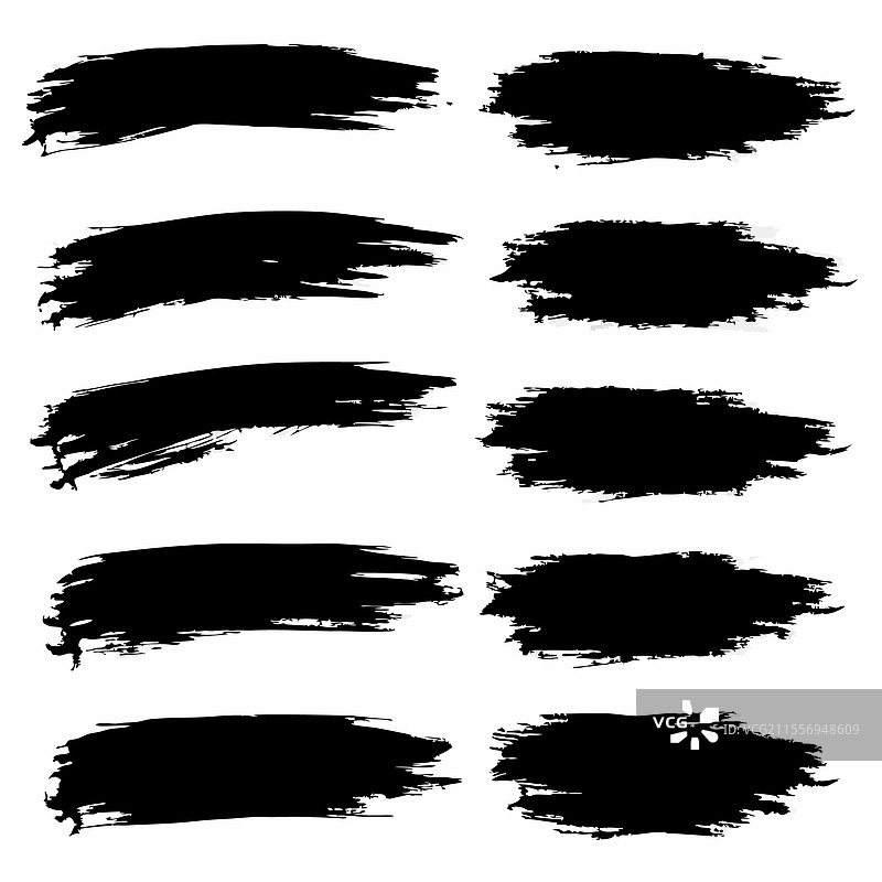 黑色墨水纹理的粗糙画笔笔触图片素材