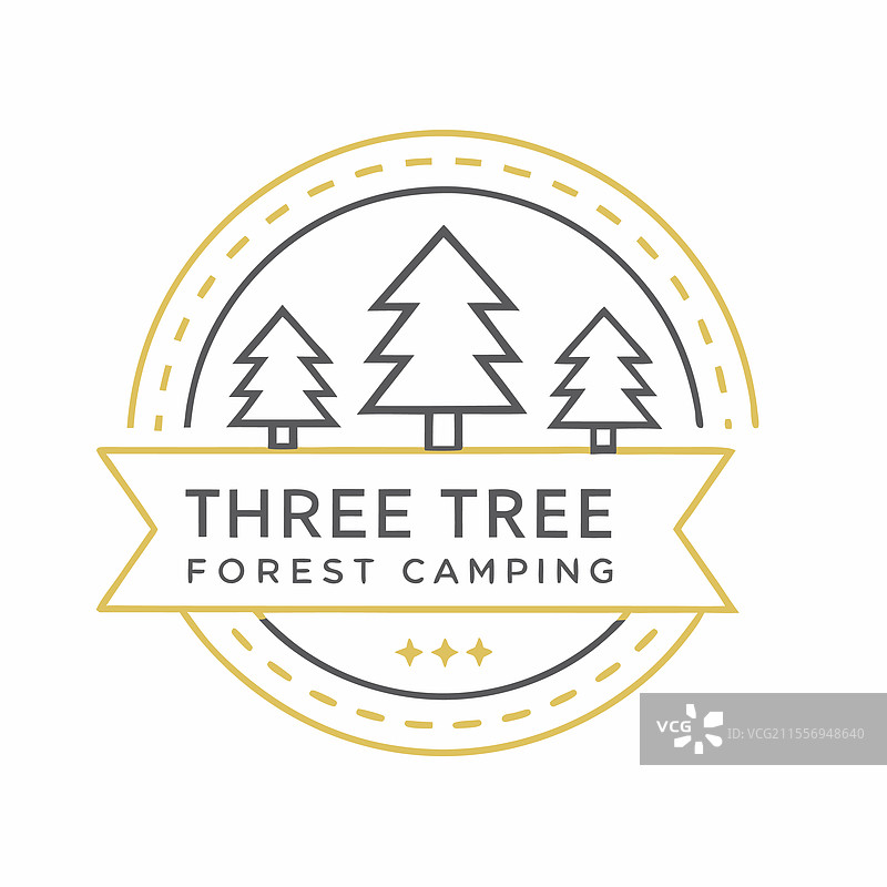 三棵树的森林露营标志户外探险图片素材