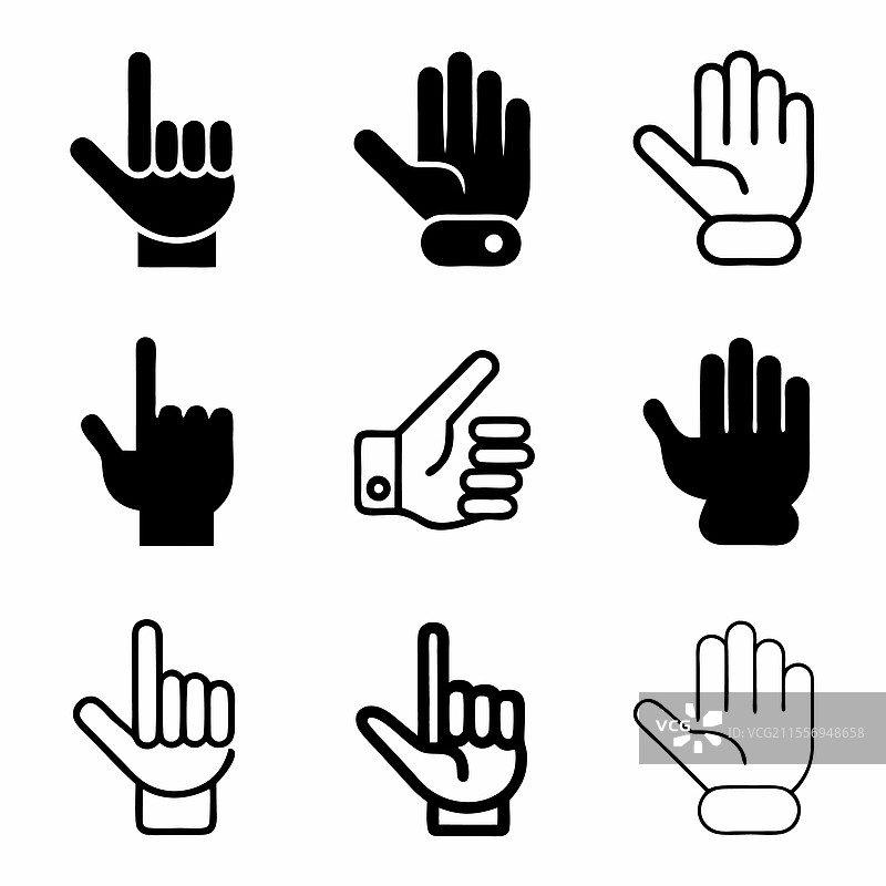 手势图标 指针 开放的手掌 点击图片素材