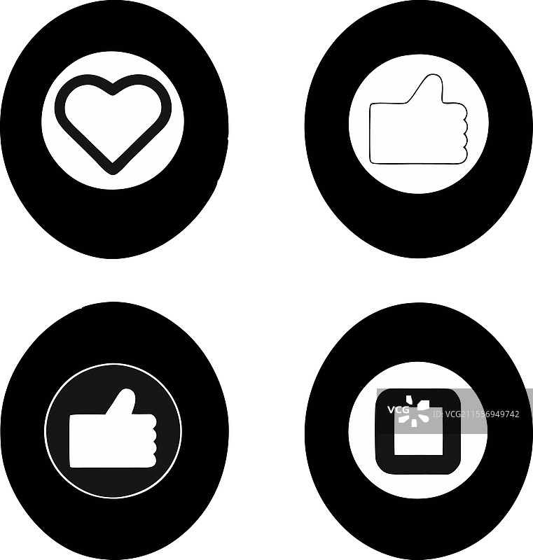 极简黑白社交媒体图标 - 喜欢图片素材